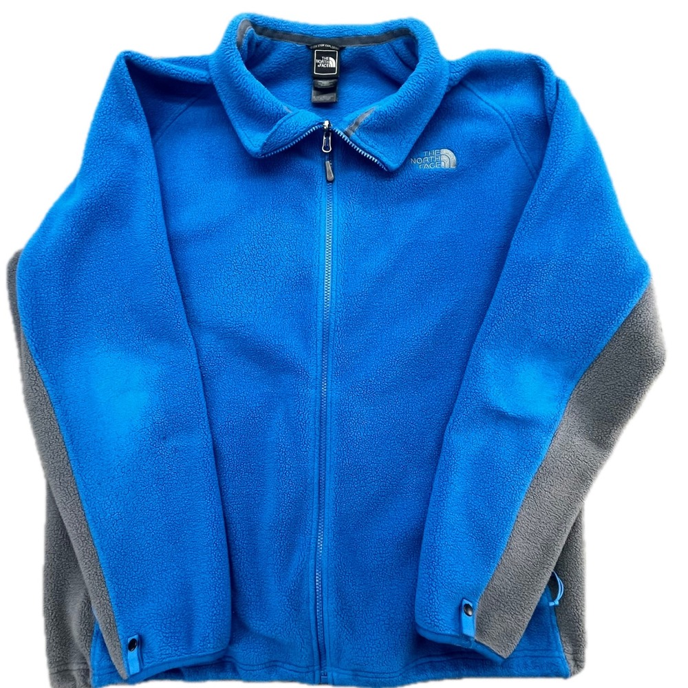 The North Face Blue Gray Fleece Full Zip Jacket Men Large Never Stop Exploring